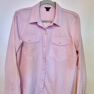 Eddie Bauer Women's Long-Sleeve Button Down Shirt Pink Medium